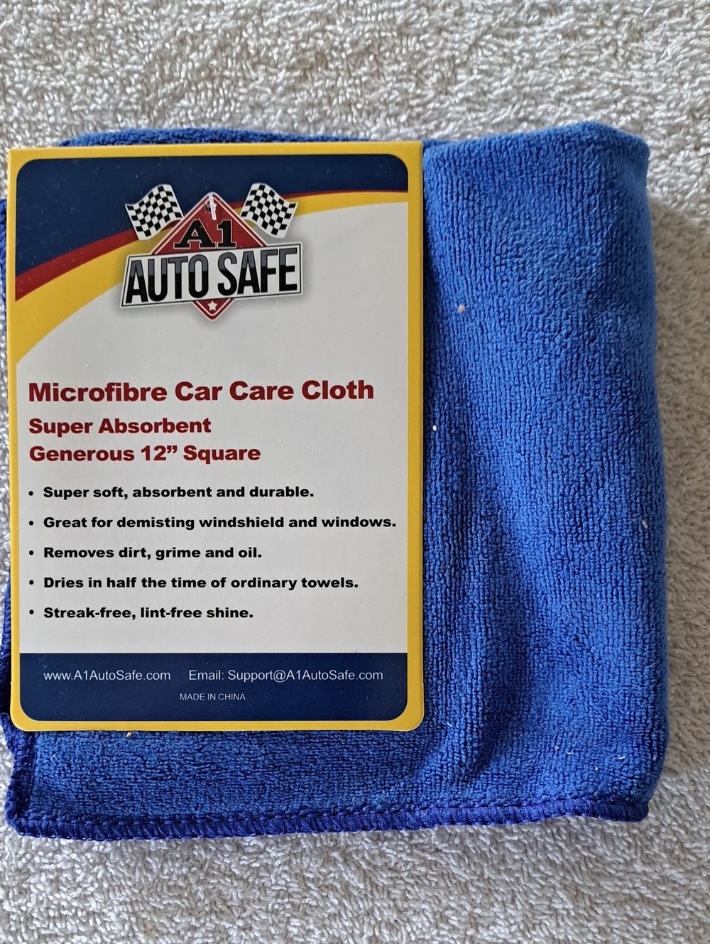 A1 Auto Safe Blue Microfibre Car Care Cloth - Super Absorbent